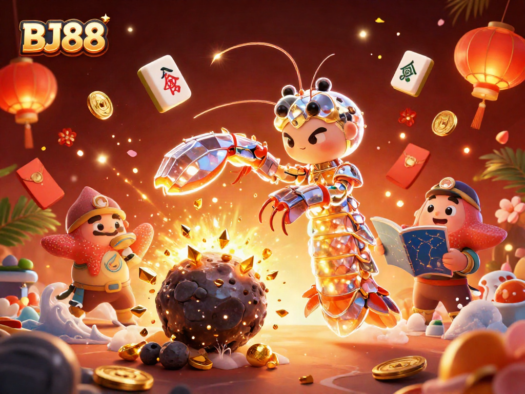 Engage with BJ88's galactic samurai mantis shrimp amidst an explosion of riches and gaming elements.