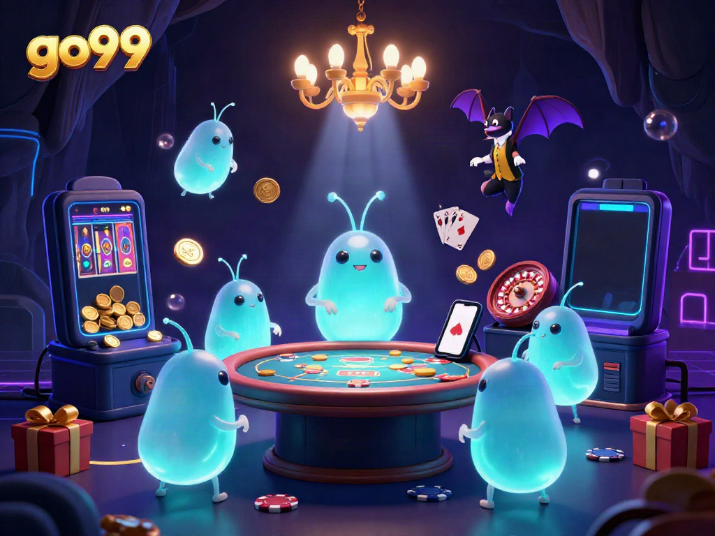 Experience the vibrant glow of go99's cave casino with enchanting glowworms and dynamic gaming elements.