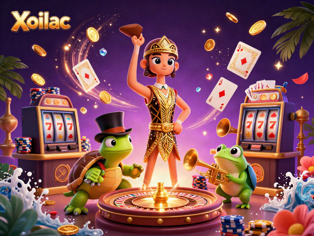 Xoilac offers an exciting gaming experience with vibrant graphics and engaging characters in a casino setting.