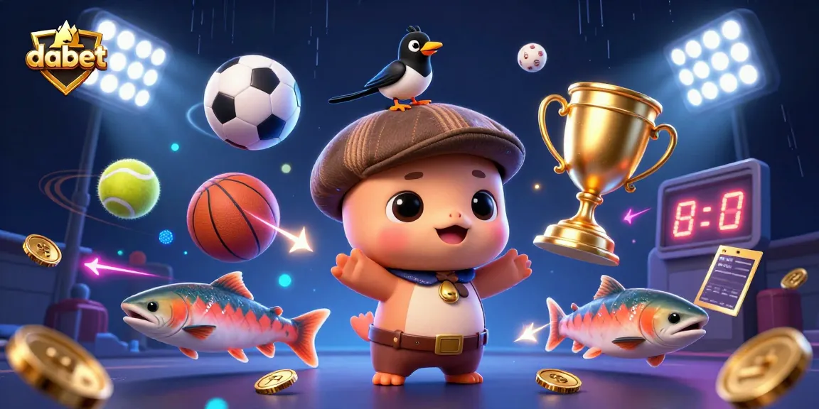 Experience the thrilling world of dabet with vibrant cartoon characters amidst sports betting excitement.