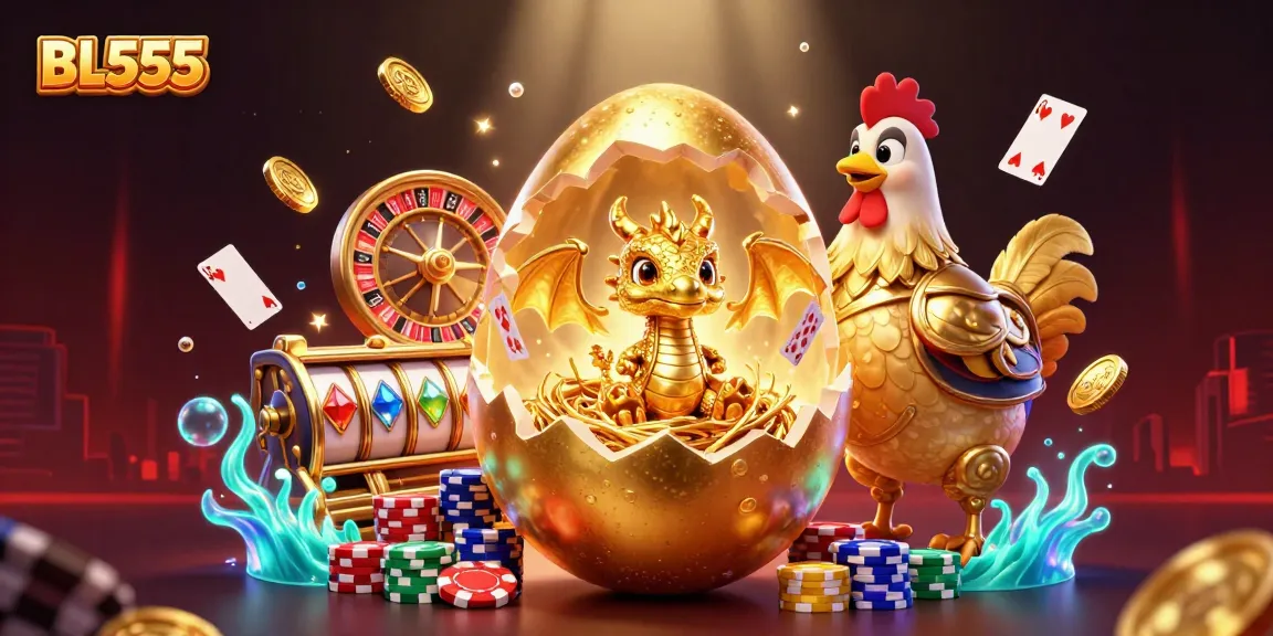Experience dynamic casino excitement with BL555 featuring golden treasures and vibrant gaming elements.