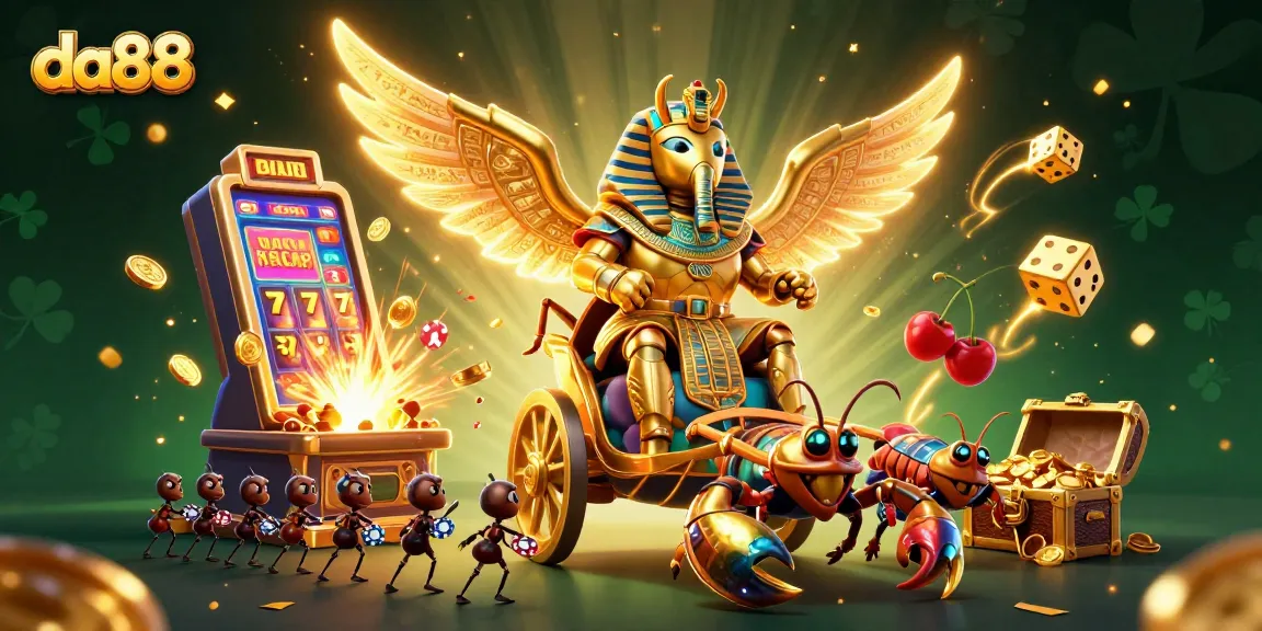 Experience the da88 slots excitement with a golden beetle, scorpions, and treasures bursting forth!