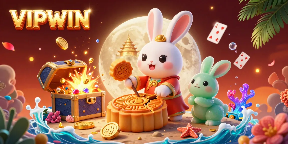 Engage with VIPWIN through this captivating illustration, showcasing a dynamic casino atmosphere filled with treasures.
