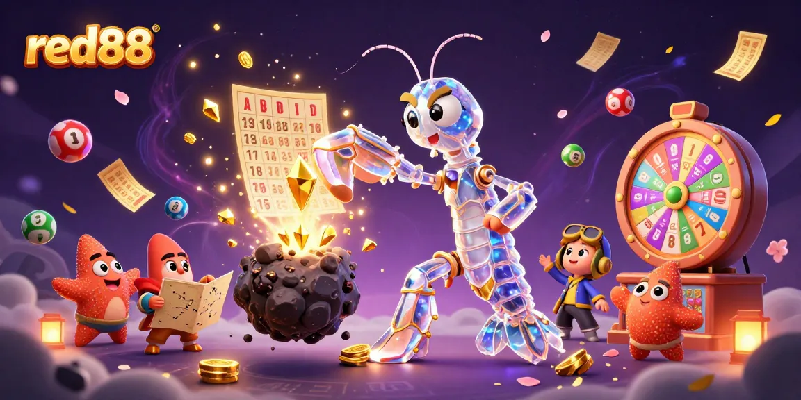 Experience the excitement of red88 lottery with colorful balls, gems, and animated cash rewards.