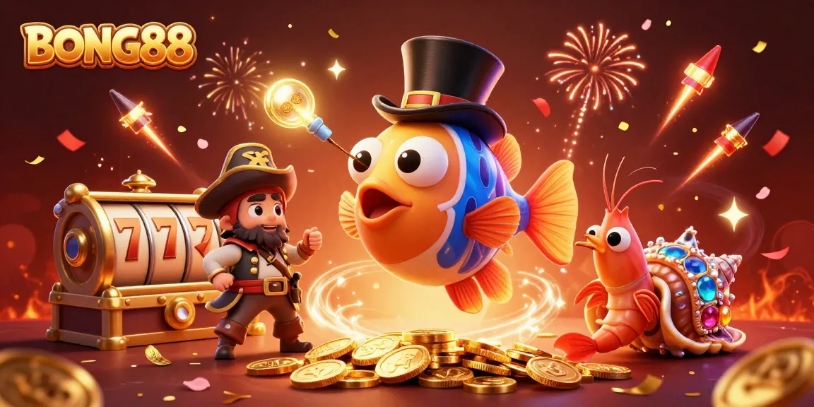 BONG88 invites players to enjoy thrilling casino action with vibrant underwater characters and exciting slot elements.