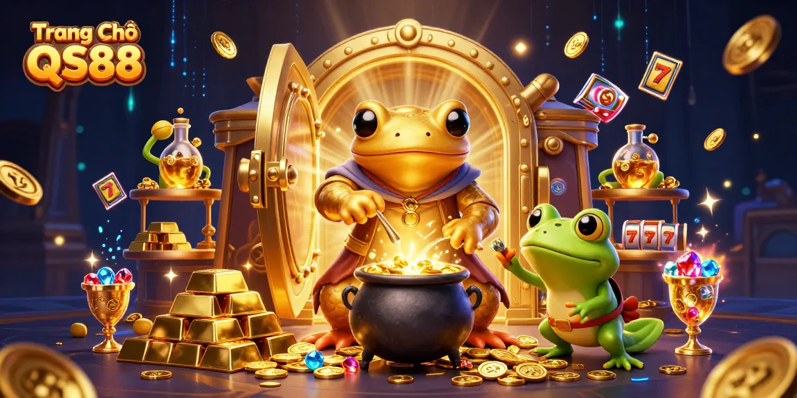 Experience the vibrance of Trang Chủ QS88 with dynamic slot elements amidst golden alchemy.