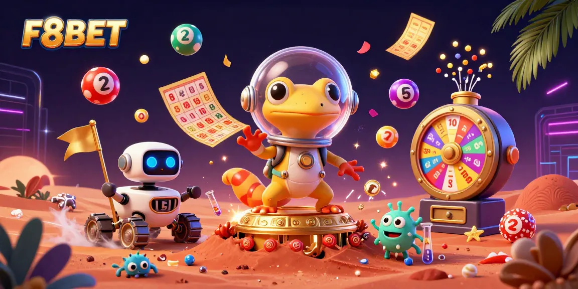 Engage in thrilling gaming at F8BET's golden casino adventure, featuring dynamic lottery elements.