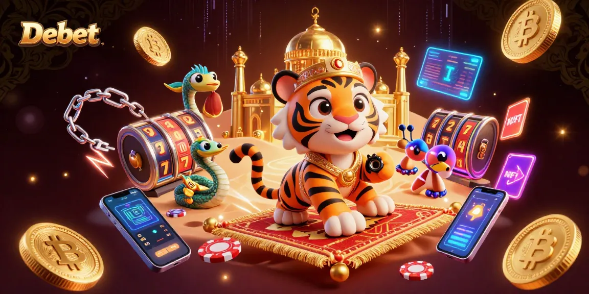Experience the excitement of Debet with a glamorous casino-themed 3D digital illustration of a tiger sultan.