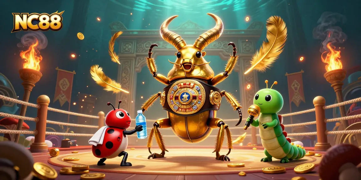 Experience exhilarating action at NC88 with a dynamic casino scene featuring a boxing stag beetle and energetic characters.