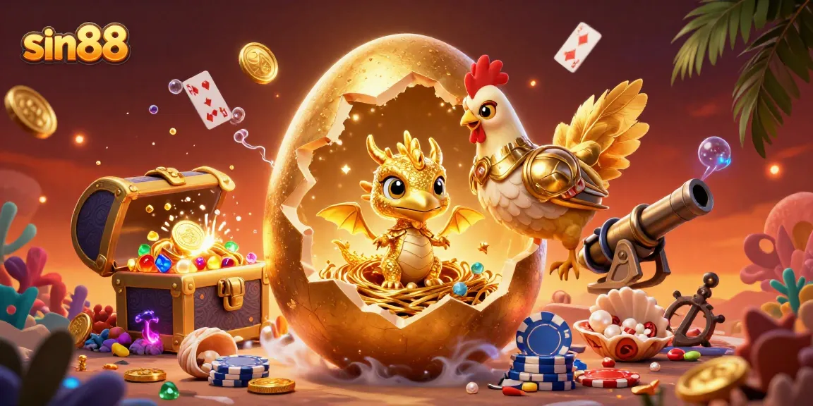 Engage in winning strategies at sin88 with a golden dragon revealing treasures in this vibrant casino scene.