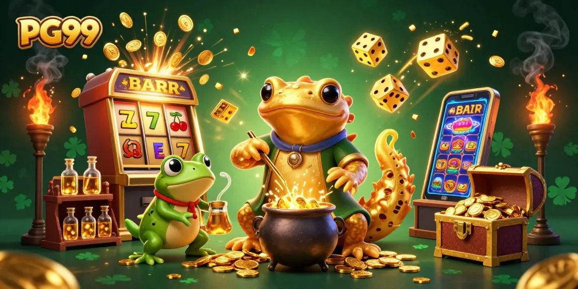 Experience PG99 gaming with golden coins and lively casino elements bursting in a dynamic illustration.